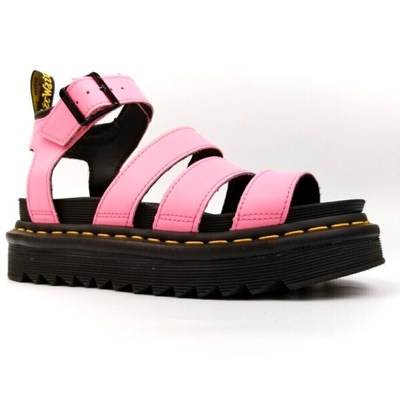 RARE Dr. Martens Pink Lemonade Hydro Leather Strap Sandals - Picture 3 of 11